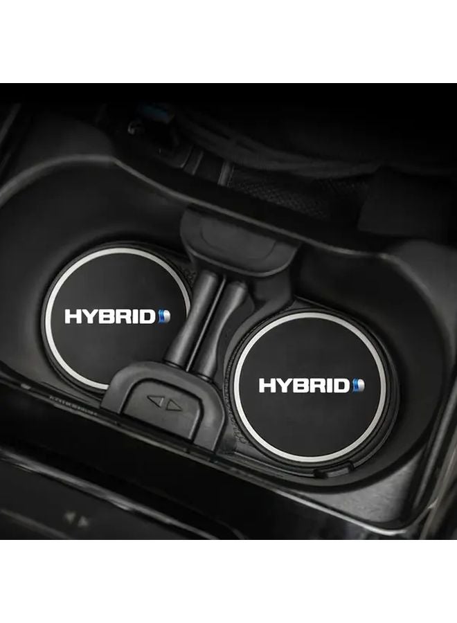Car Water Coaster 2 Pieces Universal Anti Slip Cup Holder Pad Silvery Label - Image 1